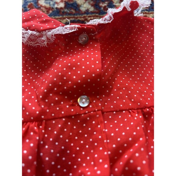 VTG Baby Sears Smocked Red Polka Dot Dress Size Medium (12 months IMO) - Picture 6 of 7